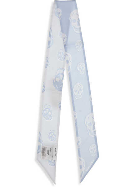 Esarfe Alexander McQueen Skull Ribbon Scarf ICE BLUE/WHITE Femei (BM 19703288) 2