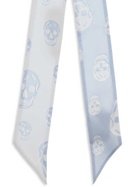 Esarfe Alexander McQueen Skull Ribbon Scarf ICE BLUE/WHITE Femei (BM 19703288) 3