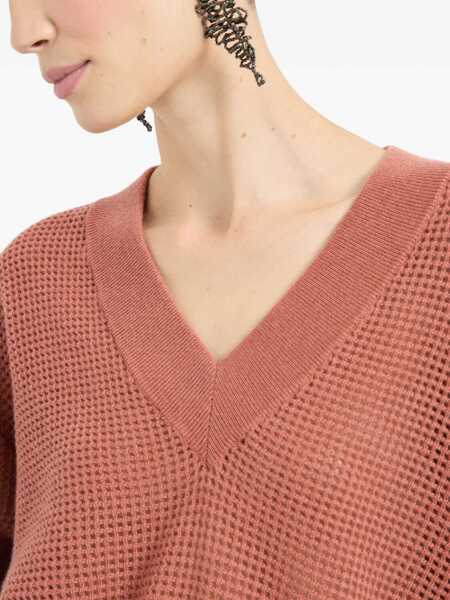 Pulovere Brunello Cucinelli Cashmere net Sweater ORANGE FLAMEOYSTER Femei (BM 19703294) 5