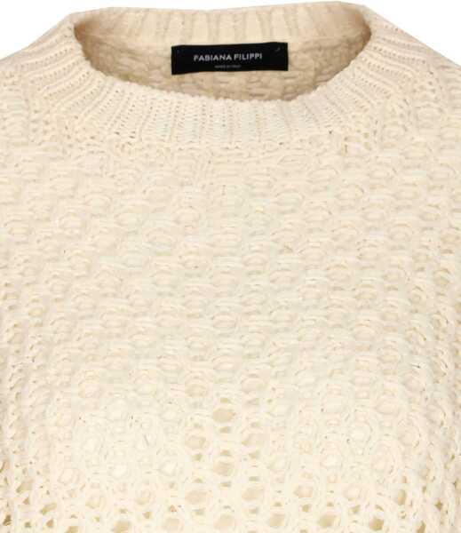 Pulovere casual Fabiana Filippi Jumper crafted from Platinum yarn with micro sequins RAFIA Femei (BM 19703303) 4