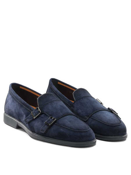 Mocasini Santoni Suede double buckle loafers Blue Barbati (BM 19703382) 2