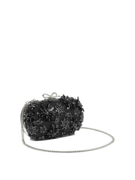 Genti plic Self-Portrait Satin clutch bag with crystals Black Femei (BM 19703394) 2