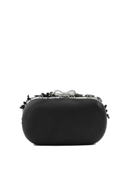 Genti plic Self-Portrait Satin clutch bag with crystals Black Femei (BM 19703394) 3