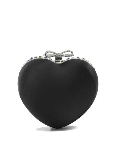 Genti plic Self-Portrait Heart clutch with crystals Black Femei (BM 19703409) 3