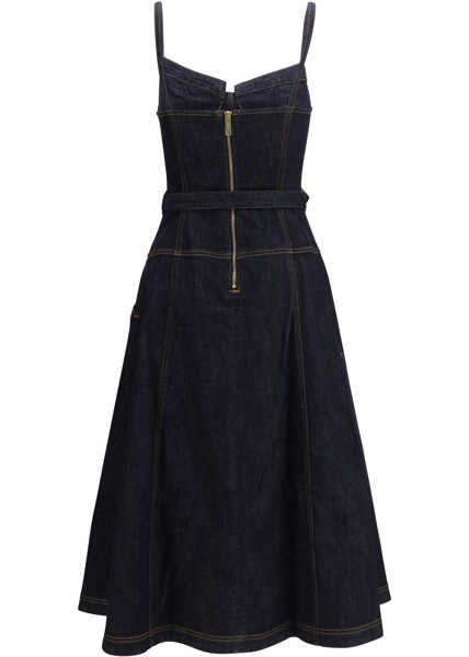 Rochii Self-Portrait Denim flared midi Dress BLUE Femei (BM 19704560) 2