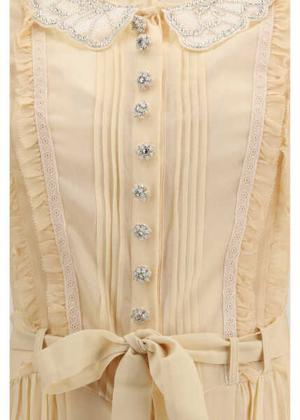 Rochii Self-Portrait Pleated georgette mini Dress TAN Femei (BM 19704563) 3