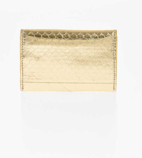 Portofele DSQUARED2 Python Effect Metallic Leather Card Holder Gold Femei (BM 19704629) 2