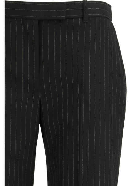 Pantaloni casual Alexander McQueen Pinstriped tailored Trousers BLACK/GOLD Femei (BM 19704638) 3