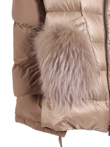 Geci de iarna Diego M MICRO-PADDED JACKET WITH WHITE RACCOON FUR DETAILS Beige Femei (BM 19705584) 3