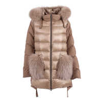 Geci de iarna MICRO-PADDED JACKET WITH WHITE RACCOON FUR DETAILS Femei