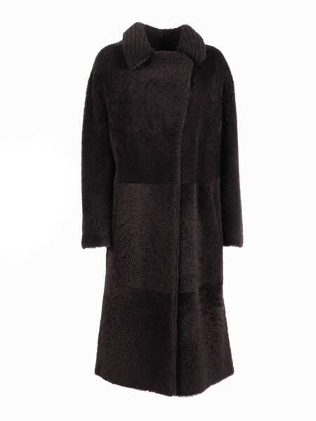 Paltoane Diego M NAPPED SHEARLING COAT WITH LASER-CUT INSERTS ON THE COLLAR. Brown Femei (BM 19705587) 2