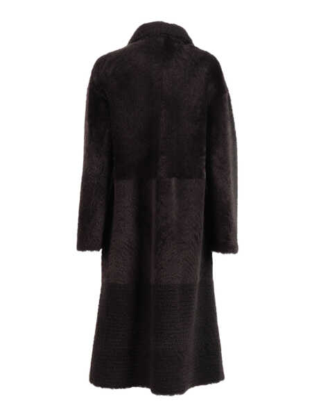 Paltoane Diego M NAPPED SHEARLING COAT WITH LASER-CUT INSERTS ON THE COLLAR. Brown Femei (BM 19705587) 3