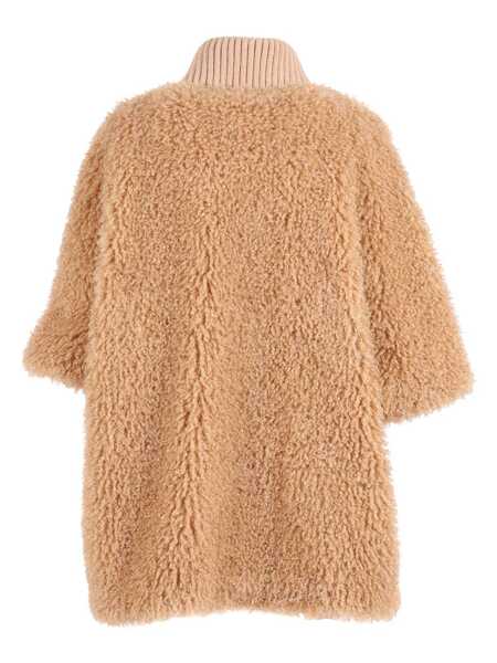 Jachete Diego M LONG CURLY-EFFECT CAPE WITH HIGH COLLAR AND FULL LINING Beige Femei (BM 19705590) 2