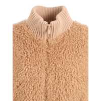 Jachete Diego M Dama - Jachete Diego M LONG CURLY-EFFECT CAPE WITH HIGH COLLAR AND FULL LINING Beige Femei (BM 19705590) - B-mall.ro