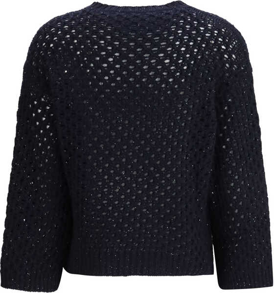 Pulovere casual Fabiana Filippi Jumper crafted from Platinum yarn with micro sequins BLU NOTTE Femei (BM 19705682) 2
