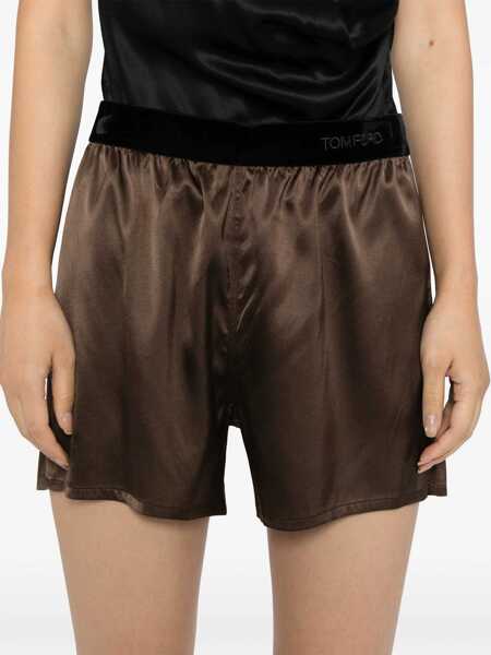Pantaloni scurti Tom Ford Silk Pajama Shorts BROWN Femei (BM 19705697) 5