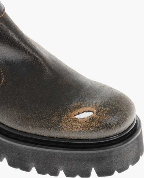 Botine DSQUARED2 Vintage Effect Leather Booties With Buckle Brown Femei (BM 19705748) 4