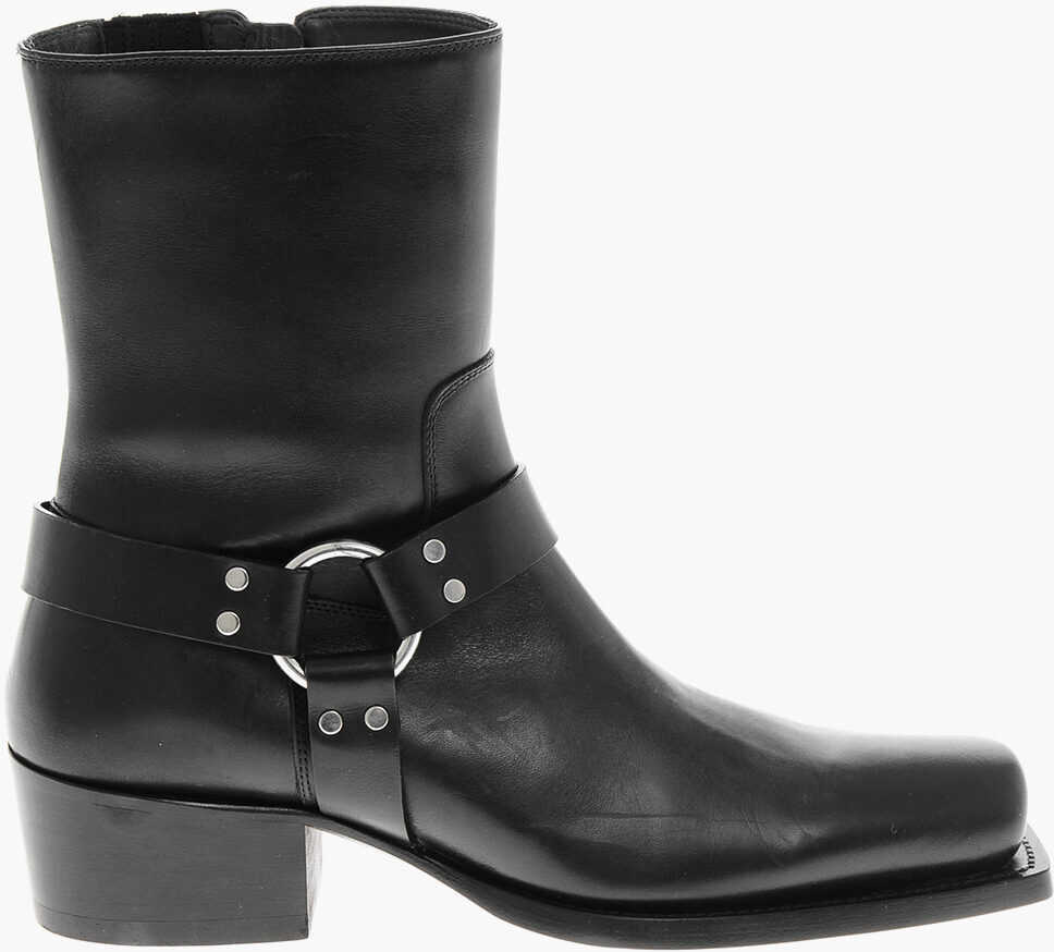 Cizme de iarna DSQUARED2 Leather Booties With Metal Detail Black Barbati (BM 19705757) 3