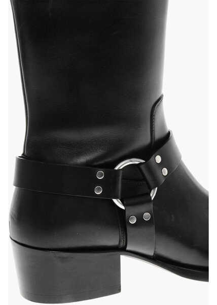 Cizme de iarna DSQUARED2 Leather Booties With Metal Detail Black Barbati (BM 19705757) 4