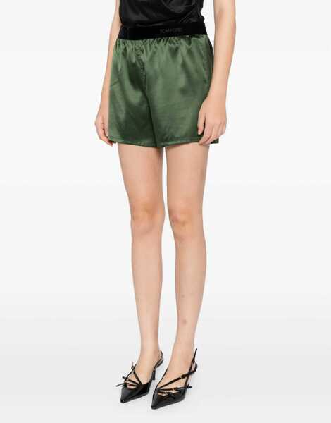 Pantaloni scurti Tom Ford Silk Pajama Shorts GREEN Femei (BM 19705961) 3