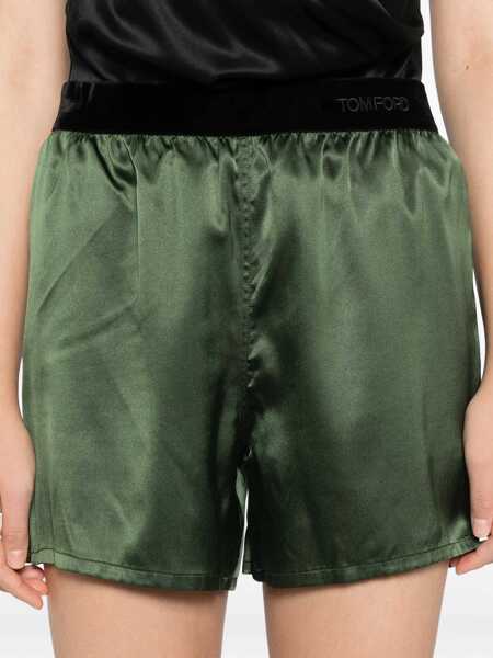 Pantaloni scurti Tom Ford Silk Pajama Shorts GREEN Femei (BM 19705961) 5