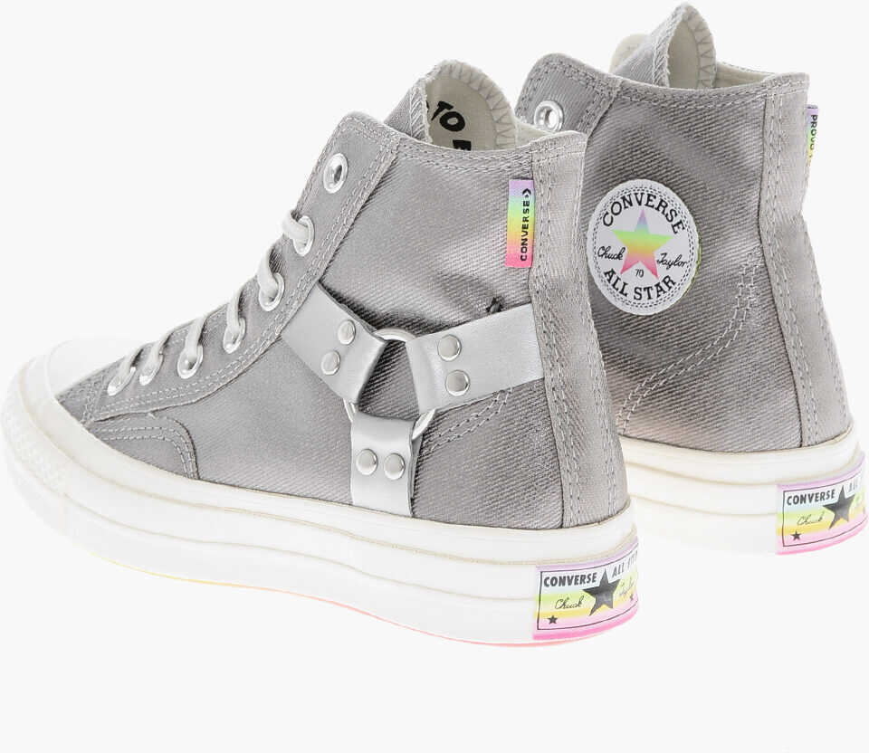 Sneakers Converse All Star Chuck Taylor Faux Leather High Top Sneakers With Mu Silver Femei (BM 19706072) 2