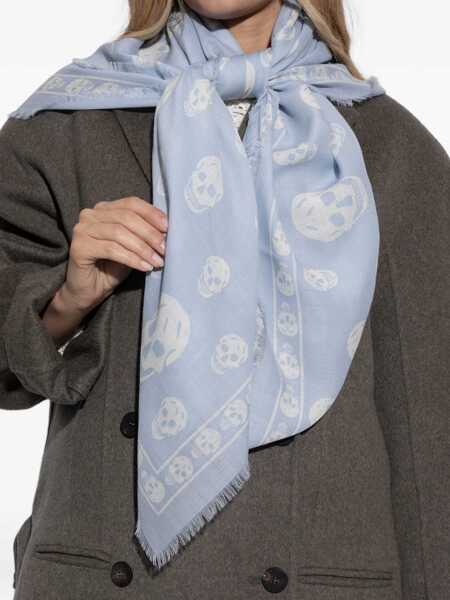 Esarfe Alexander McQueen Skull Foulard ICE BLUE/WHITE Femei (BM 19706633) 4