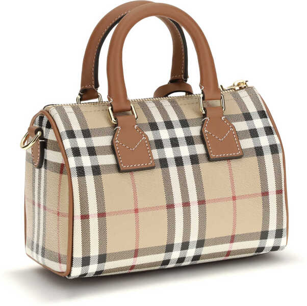 Genti de mana Burberry Mini Check Bowling Handbag BRIAR BROWN Femei (BM 19706654) 3