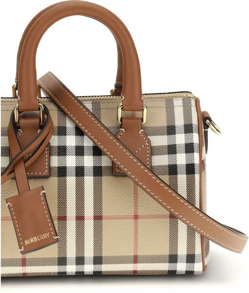 Genti de mana Burberry Mini Check Bowling Handbag BRIAR BROWN Femei (BM 19706654) 4