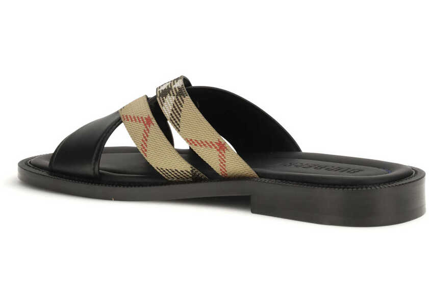 Sandale Burberry Drift leather and Check Sandals BLACK/SAND IP CHECK Barbati (BM 19706678) 3