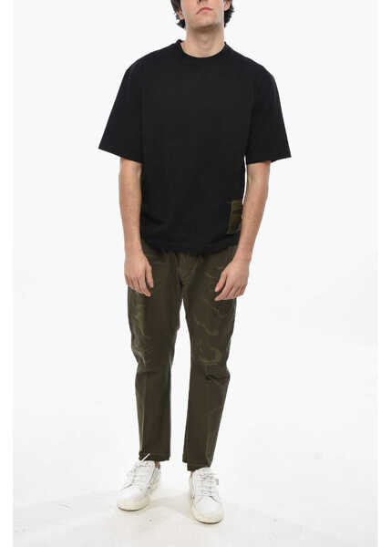 Tricouri DSQUARED2 Solid Color Crew-Neck T-Shirt With Logoed Patch Black Barbati (BM 19706780) 4