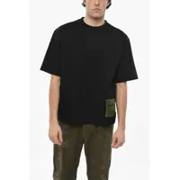 Tricouri Solid Color Crew-Neck T-Shirt With Logoed Patch Barbati