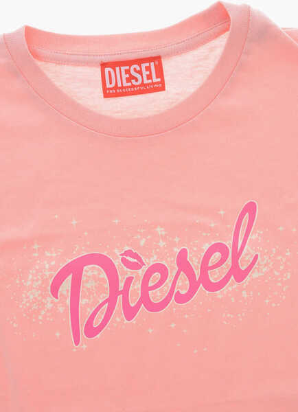 Tricouri Diesel Crew Neck Corsi T-Shirt With Printed Logo Pink Baieti (BM 19706783) 2
