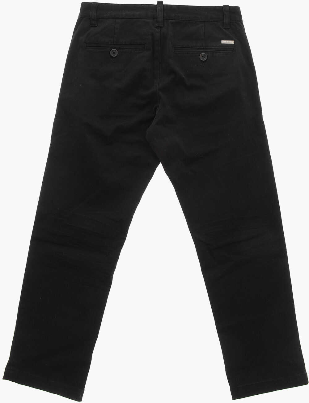 Pantaloni casual DSQUARED2 Distressed Effect Cotton Casual Pants Black Baieti (BM 19706795) 3
