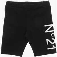 Pantaloni scurti Stretch Cotton Biker Shorts With Printed Logo Baieti