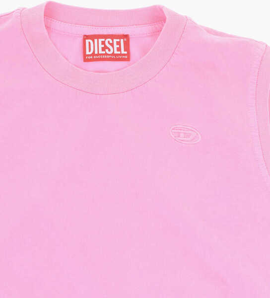 Rochii Diesel Cotton Drolletty Tee Dress With Ton On Ton Logo Pink Fete (BM 19706807) 2
