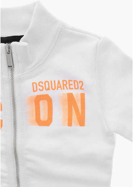 Bluze de trening DSQUARED2 Mock Neck Icon Sweatshirt With Front Zip White Baieti (BM 19706813) 2