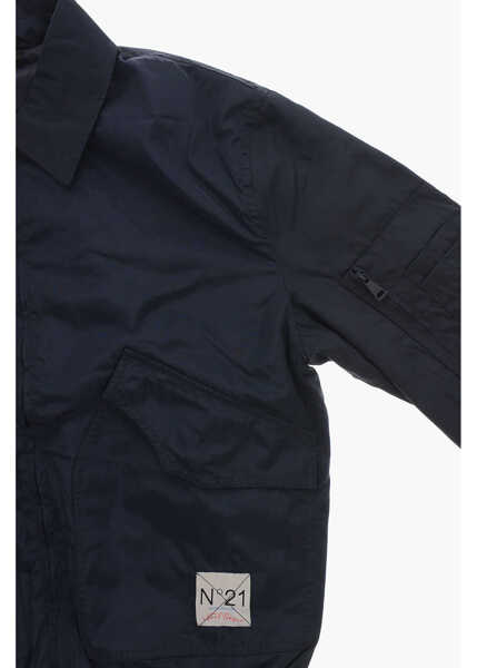 Jachete N21 Kids Nylon Bomber Fit Jacket With Front Zip Blue Fete (BM 19706819) 2