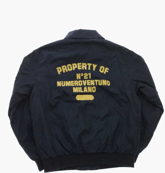 Jachete N21 Kids Nylon Bomber Fit Jacket With Front Zip Blue Fete (BM 19706819) 3