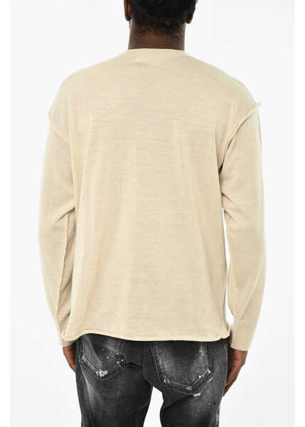Pulovere DSQUARED2 Virgin Wool Crew-Neck Sweater With Print Beige Barbati (BM 19706822) 2