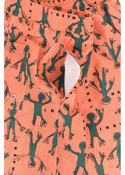 Sorturi de baie Marni Swim Shorts With All-Over Alien Print Orange Baieti (BM 19706831) 2