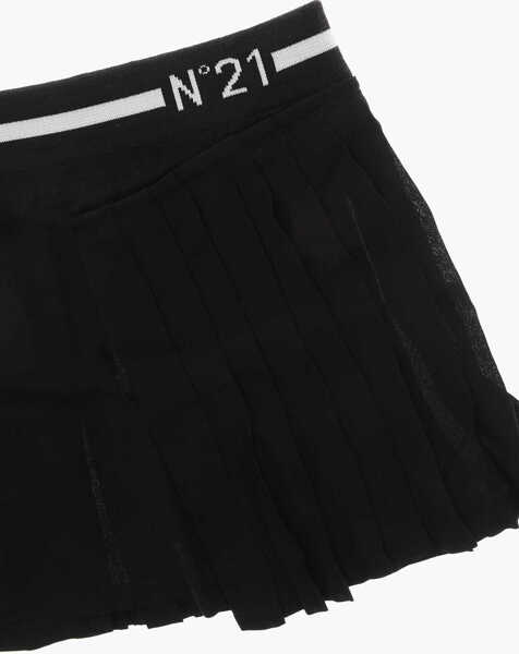 Fuste N21 Kids Chiffon Pleated Skirt With Logoed Elastic Waistband Black Fete (BM 19706843) 2