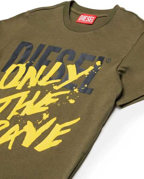 Tricouri Diesel Cotton Tibri Crew-Neck T-Shirt Green Baieti (BM 19706852) 3