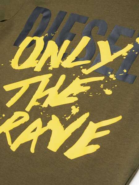 Tricouri Diesel Cotton Tibri Crew-Neck T-Shirt Green Baieti (BM 19706852) 4