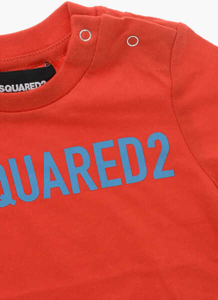 Tricouri DSQUARED2 Crew Neck Cotton T-Shirt With Printed Logo Red Baieti (BM 19706855) 2