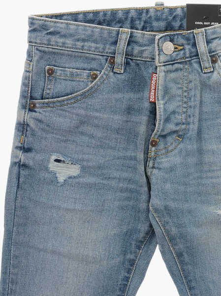 Blugi drepti DSQUARED2 Distressed Effect Cool Guy Jeans Blue Baieti (BM 19706858) 2