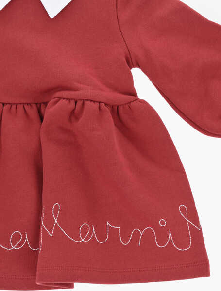 Rochii Marni Long Sleeved Flared Dress With Embroidered Logo Red Fete (BM 19706873) 2