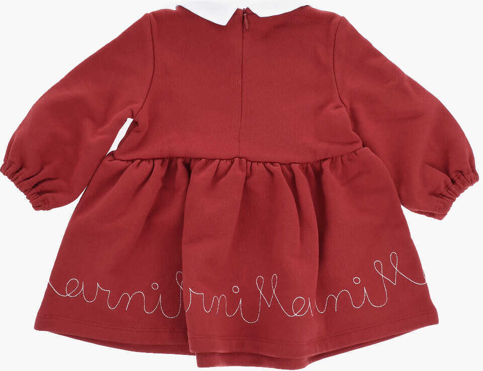 Rochii Marni Long Sleeved Flared Dress With Embroidered Logo Red Fete (BM 19706873) 3