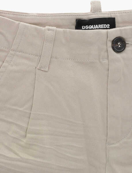 Pantaloni scurti DSQUARED2 Single-Pleated Cotton Chinos Shorts Beige Baieti (BM 19707167) 2