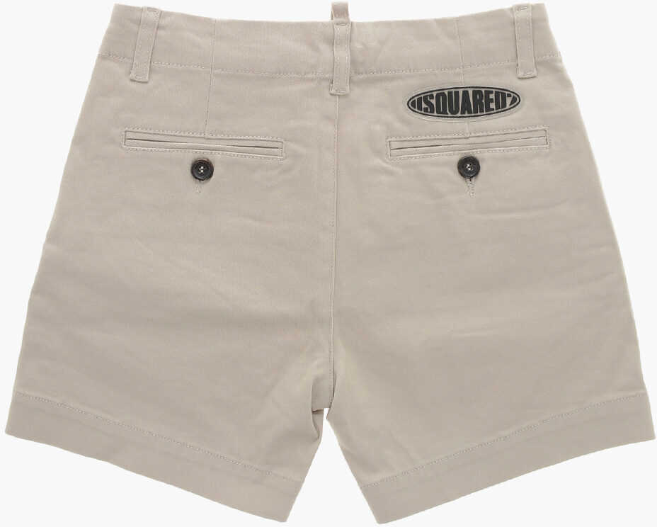 Pantaloni scurti DSQUARED2 Single-Pleated Cotton Chinos Shorts Beige Baieti (BM 19707167) 3